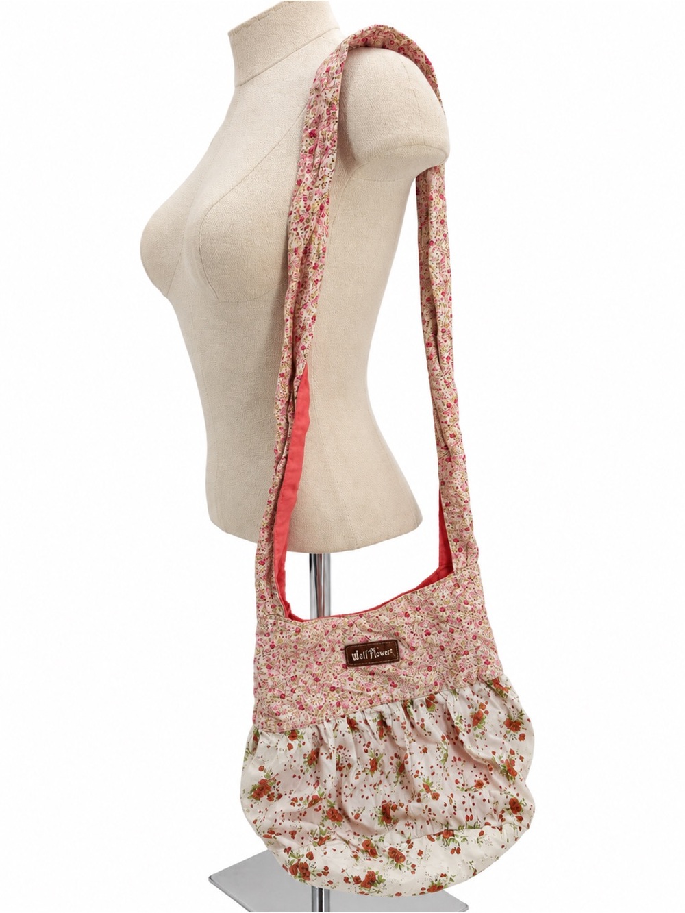 Wall Flower Floral Patchwork Crossbody Bag Pink Cottagecore Y2K Style Boho Purse